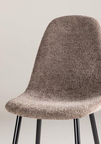 VENTURE DESIGN Polar spisebordsstol - gr bouclé stof og sort stl