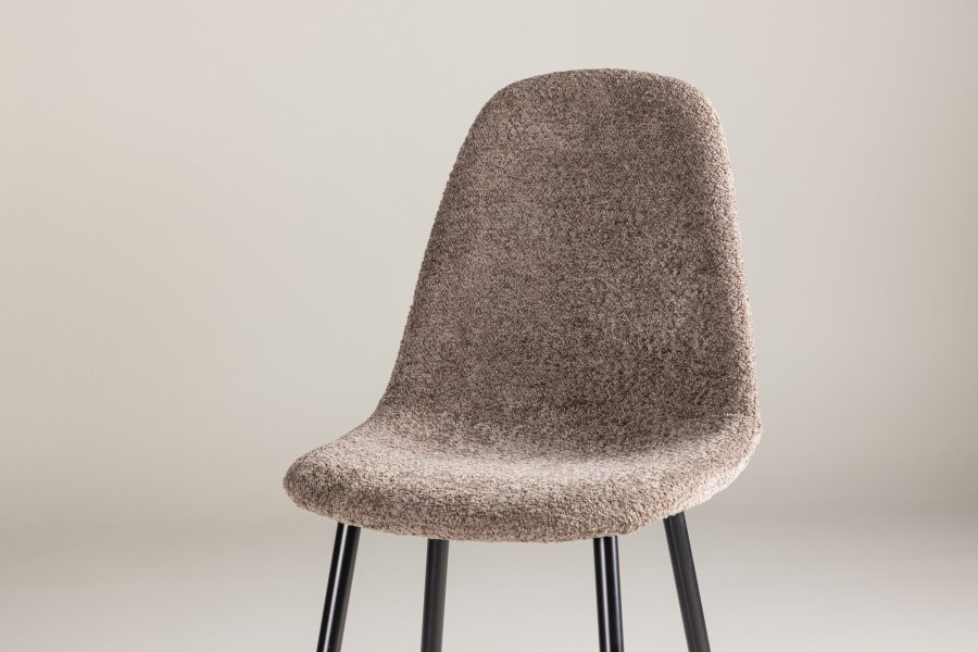 VENTURE DESIGN Polar spisebordsstol - gr bouclé stof og sort stl