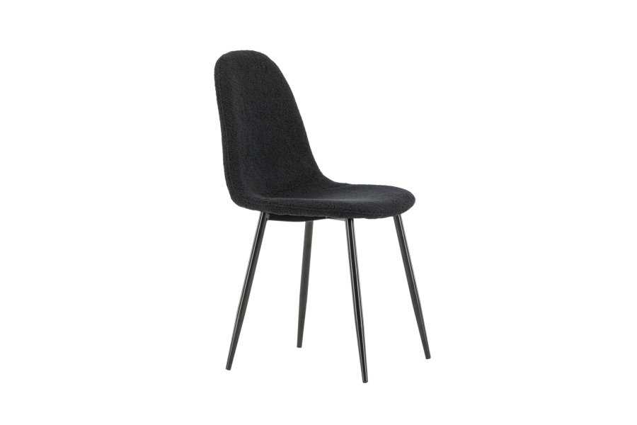 VENTURE DESIGN Polar spisebordsstol - sort polyester bamsestof og sort stl