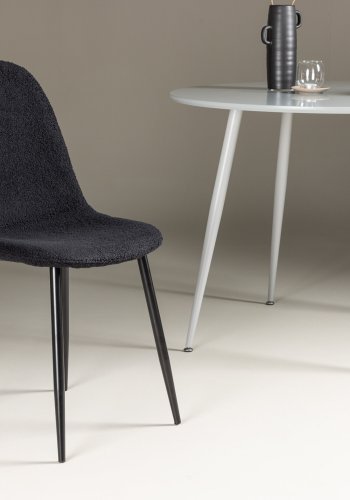 VENTURE DESIGN Polar spisebordsstol - sort polyester bamsestof og sort stl