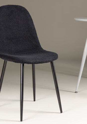 VENTURE DESIGN Polar spisebordsstol - sort polyester bamsestof og sort stl