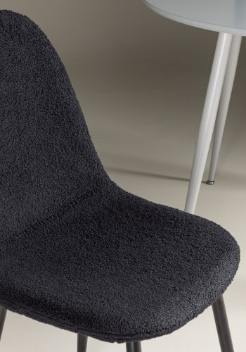 VENTURE DESIGN Polar spisebordsstol - sort polyester bamsestof og sort stl