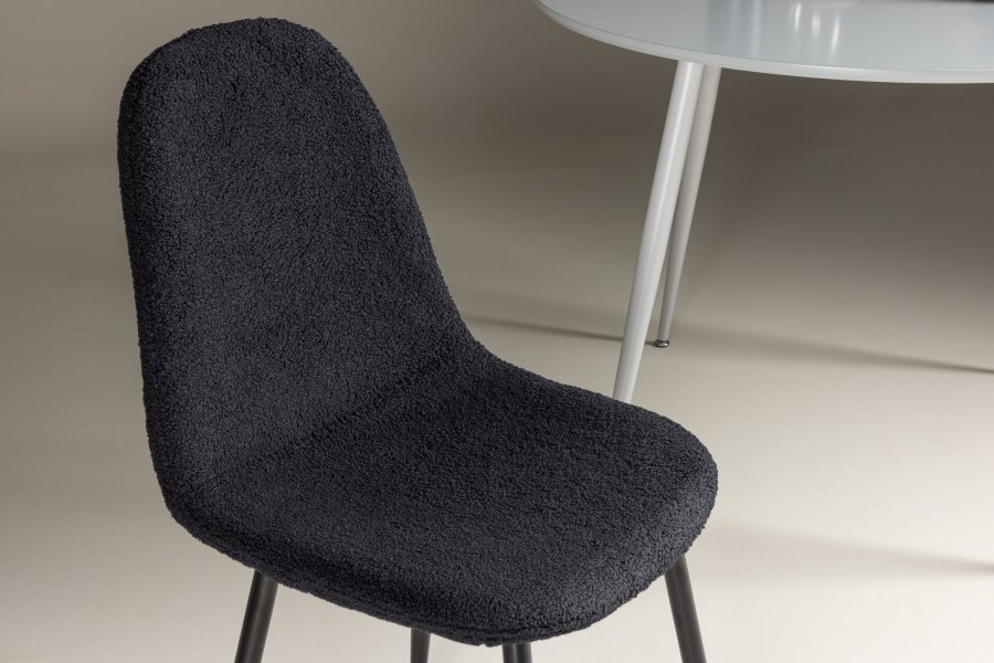VENTURE DESIGN Polar spisebordsstol - sort polyester bamsestof og sort stl