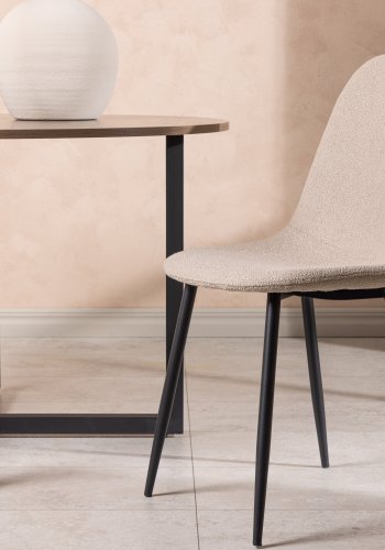 VENTURE DESIGN Polar spisebordsstol - beige bouclé stof og sort stl