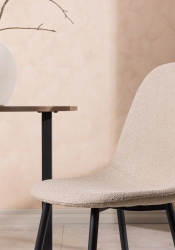VENTURE DESIGN Polar spisebordsstol - beige bouclé stof og sort stl