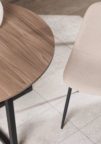 VENTURE DESIGN Polar spisebordsstol - beige bouclé stof og sort stl