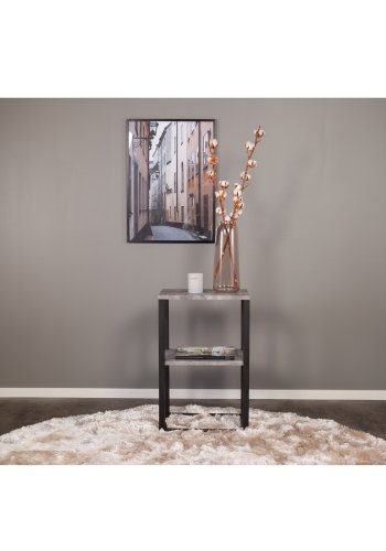 VENTURE DESIGN Rise sengebord, m. 1 hylde - gr MDF og metal (45x30)