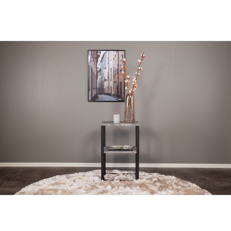 VENTURE DESIGN Rise sengebord, m. 1 hylde - gr MDF og metal (45x30)