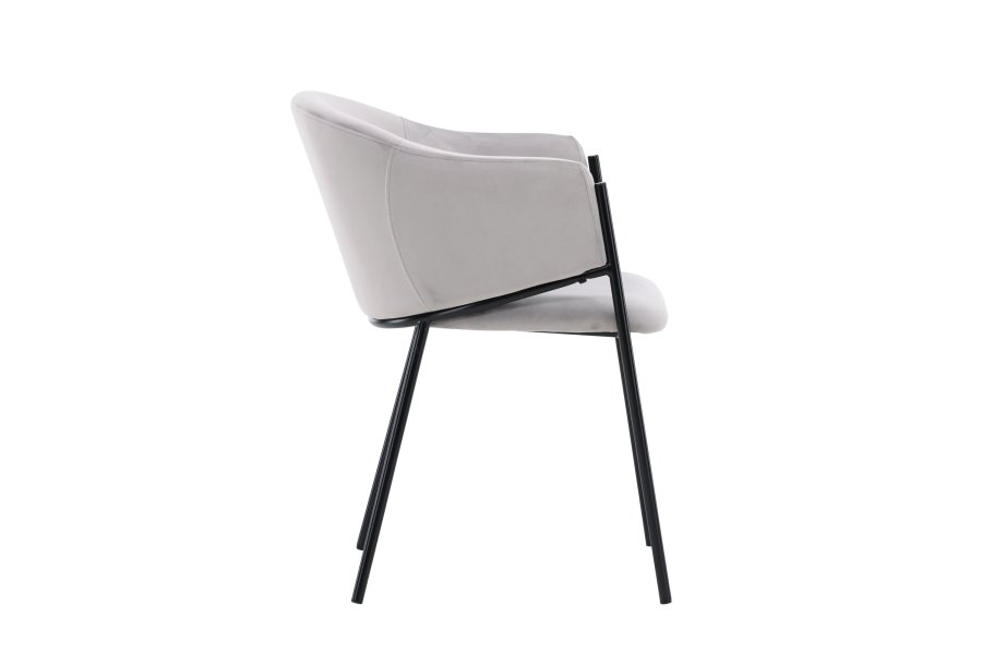 VENTURE DESIGN Evelina spisebordsstol, m. armln - lysegr polyester fljl og sort stl