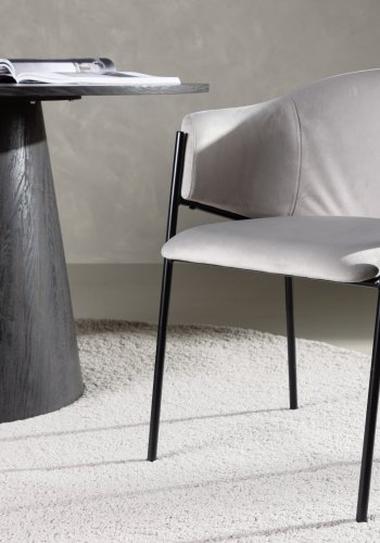VENTURE DESIGN Evelina spisebordsstol, m. armln - lysegr polyester fljl og sort stl