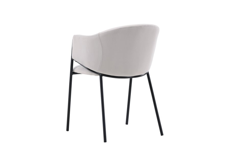 VENTURE DESIGN Evelina spisebordsstol, m. armln - lysegr polyester fljl og sort stl