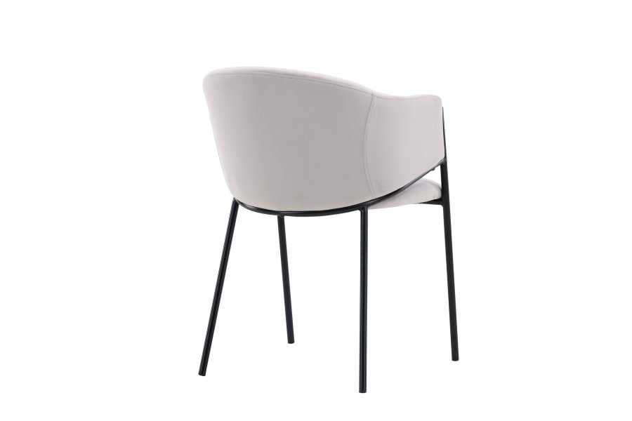 VENTURE DESIGN Evelina spisebordsstol, m. armln - lysegr polyester fljl og sort stl