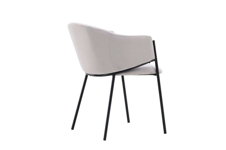 VENTURE DESIGN Evelina spisebordsstol, m. armln - lysegr polyester fljl og sort stl