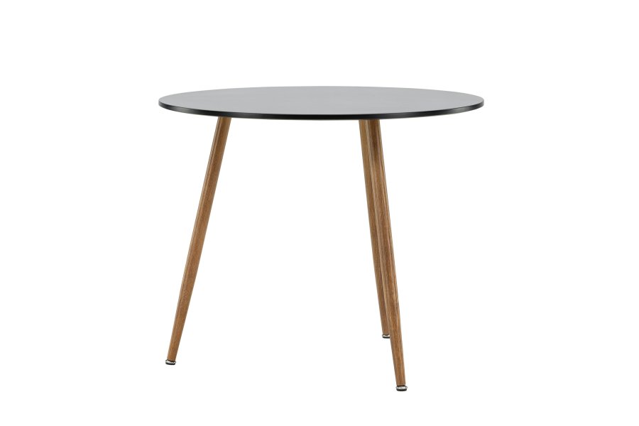 VENTURE DESIGN Polar spisebord, rund - sort MDF og stl med egetrslook (90)