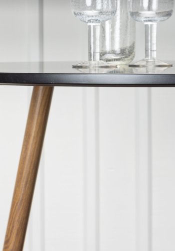 VENTURE DESIGN Polar spisebord, rund - sort MDF og stl med egetrslook (90)