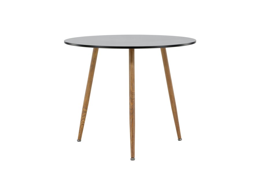 VENTURE DESIGN Polar spisebord, rund - sort MDF og stl med egetrslook (90)