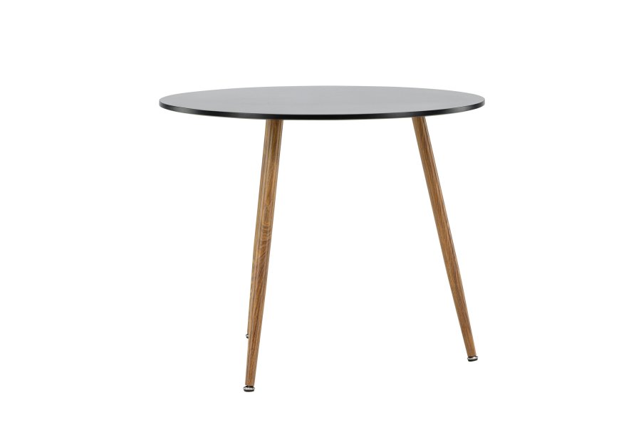 VENTURE DESIGN Polar spisebord, rund - sort MDF og stl med egetrslook (90)