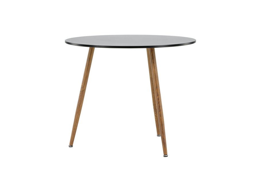 VENTURE DESIGN Polar spisebord, rund - sort MDF og stl med egetrslook (90)