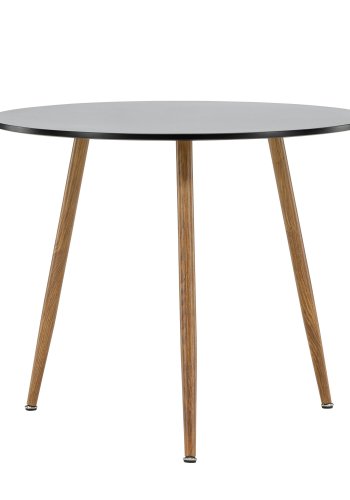 VENTURE DESIGN Polar spisebord, rund - sort MDF og stl med egetrslook (90)