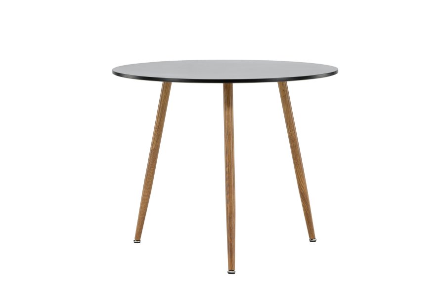 VENTURE DESIGN Polar spisebord, rund - sort MDF og stl med egetrslook (90)