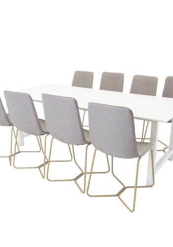 VENTURE DESIGN X-Chair spisebordsstol - gr polyester og natur metal