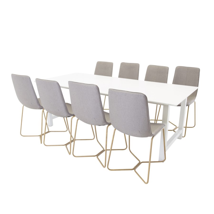 VENTURE DESIGN X-Chair spisebordsstol - gr polyester og natur metal