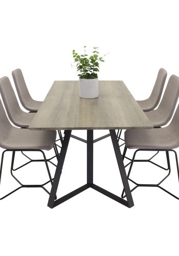 VENTURE DESIGN X-Chair spisebordsstol - gr polyester og sort metal