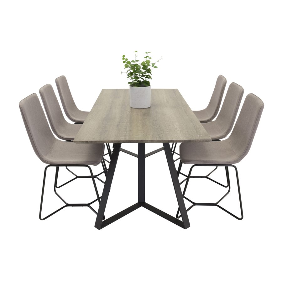 VENTURE DESIGN X-Chair spisebordsstol - gr polyester og sort metal