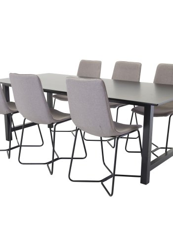 VENTURE DESIGN X-Chair spisebordsstol - gr polyester og sort metal