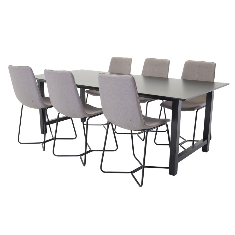 VENTURE DESIGN X-Chair spisebordsstol - gr polyester og sort metal