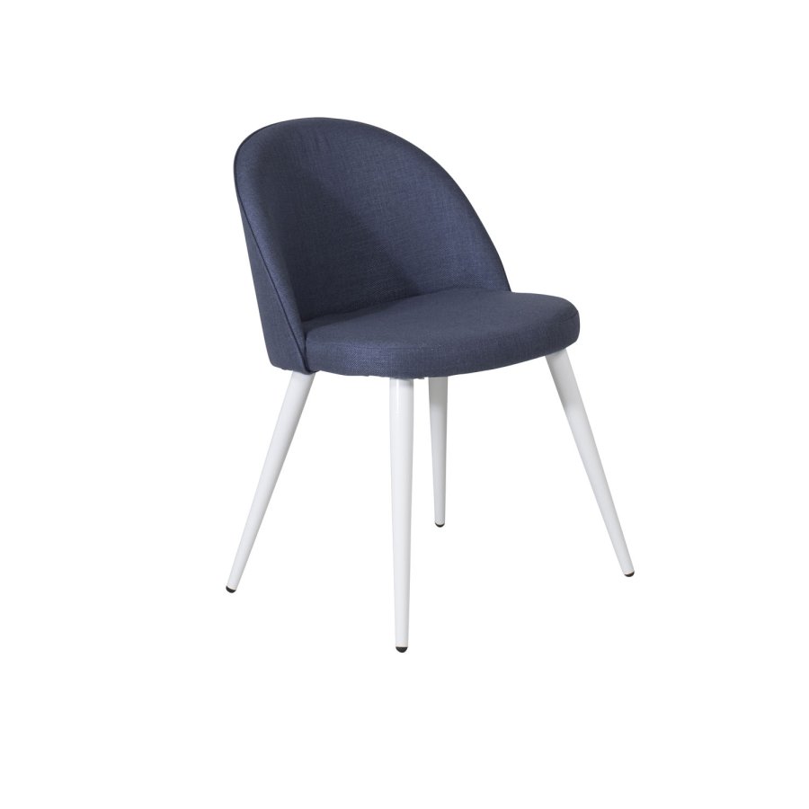VENTURE DESIGN Velvet spisebordsstol - bl polyester og hvid metal