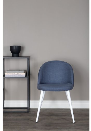 VENTURE DESIGN Velvet spisebordsstol - bl polyester og hvid metal