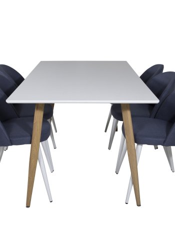 VENTURE DESIGN Velvet spisebordsstol - bl polyester og hvid metal