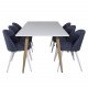 VENTURE DESIGN Velvet spisebordsstol - bl polyester og hvid metal