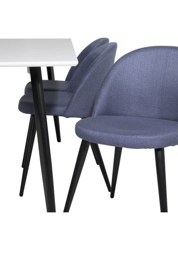 VENTURE DESIGN Velvet spisebordsstol - bl polyester og sort metal
