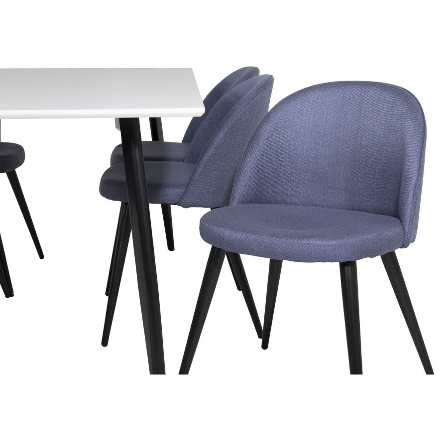 VENTURE DESIGN Velvet spisebordsstol - bl polyester og sort metal