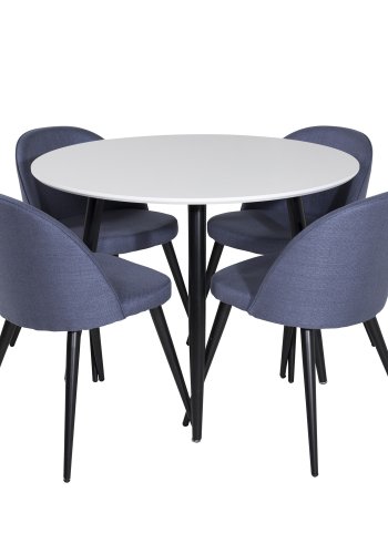 VENTURE DESIGN Velvet spisebordsstol - bl polyester og sort metal