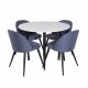 VENTURE DESIGN Velvet spisebordsstol - bl polyester og sort metal