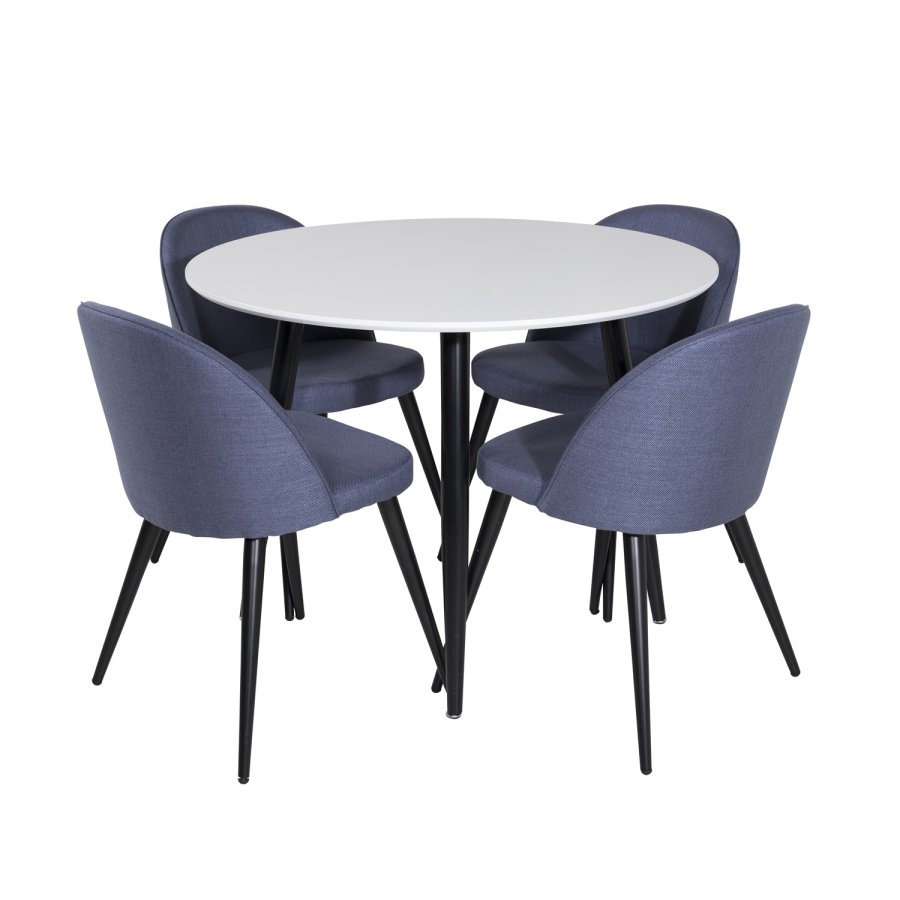 VENTURE DESIGN Velvet spisebordsstol - bl polyester og sort metal