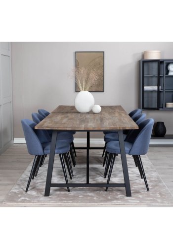 VENTURE DESIGN Velvet spisebordsstol - bl polyester og sort metal