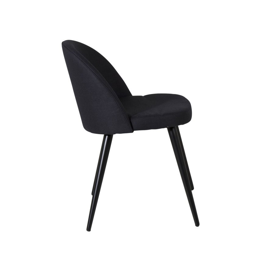 VENTURE DESIGN Velvet spisebordsstol - sort polyester og sort metal