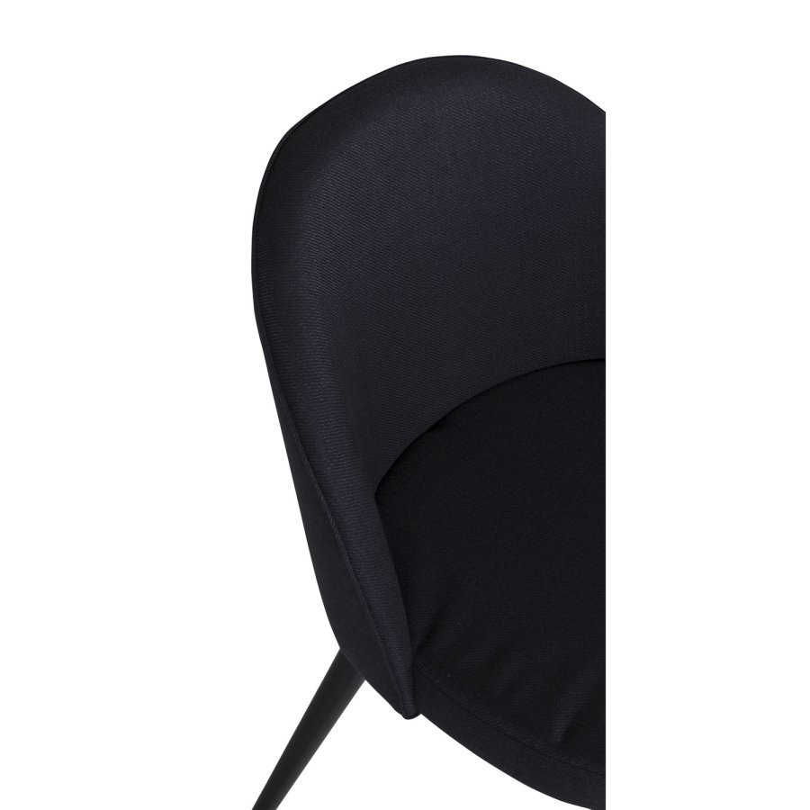 VENTURE DESIGN Velvet spisebordsstol - sort polyester og sort metal