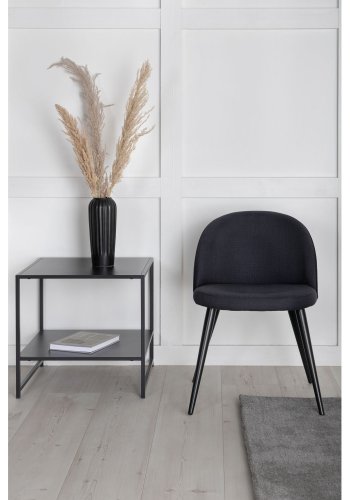 VENTURE DESIGN Velvet spisebordsstol - sort polyester og sort metal