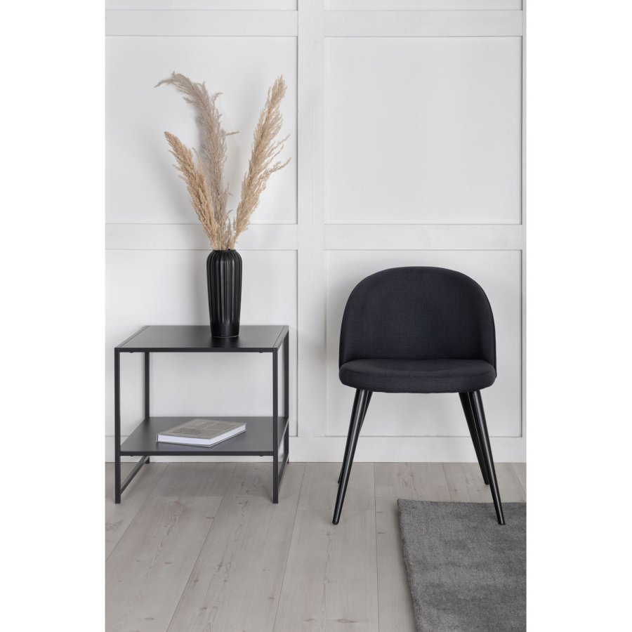 VENTURE DESIGN Velvet spisebordsstol - sort polyester og sort metal