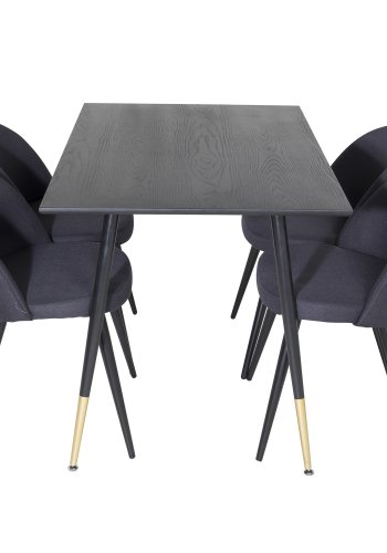 VENTURE DESIGN Velvet spisebordsstol - sort polyester og sort metal