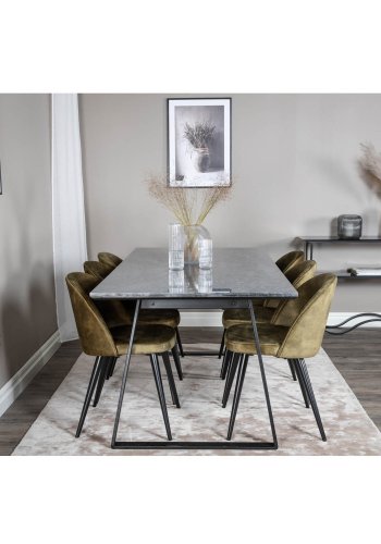 VENTURE DESIGN Velvet spisebordsstol - grn velour og sort metal