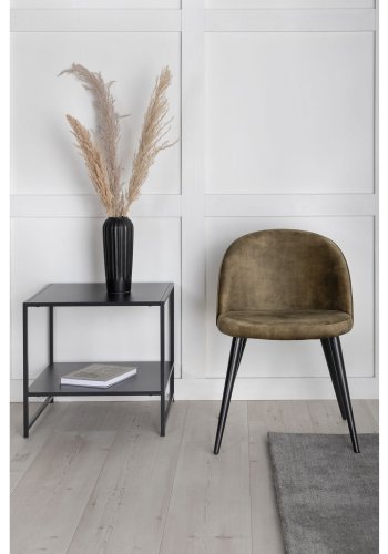 VENTURE DESIGN Velvet spisebordsstol - grn velour og sort metal