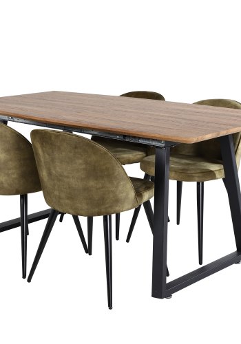 VENTURE DESIGN Velvet spisebordsstol - grn velour og sort metal