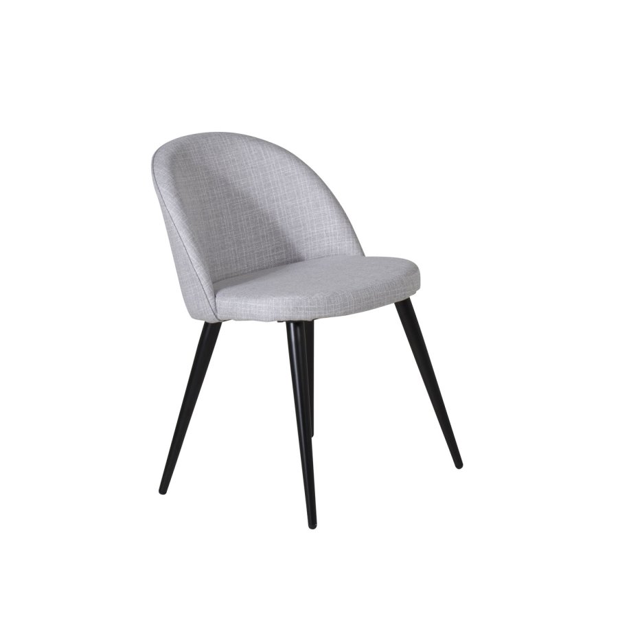 VENTURE DESIGN Velvet spisebordsstol - lysegr polyester og sort metal