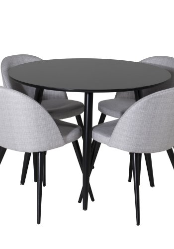 VENTURE DESIGN Velvet spisebordsstol - lysegr polyester og sort metal